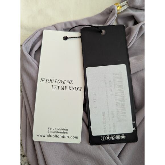 NWT Club L London My World Maternity Shoot Jumpsuit Taupe V Neck Long US 4 UK 8 - Picture 7 of 9